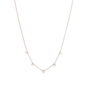 14 Karat Rose Gold Plated Dangling CZ Necklace
