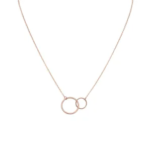 16"   2" 14 Karat Rose Gold Plated Circle Link Necklace