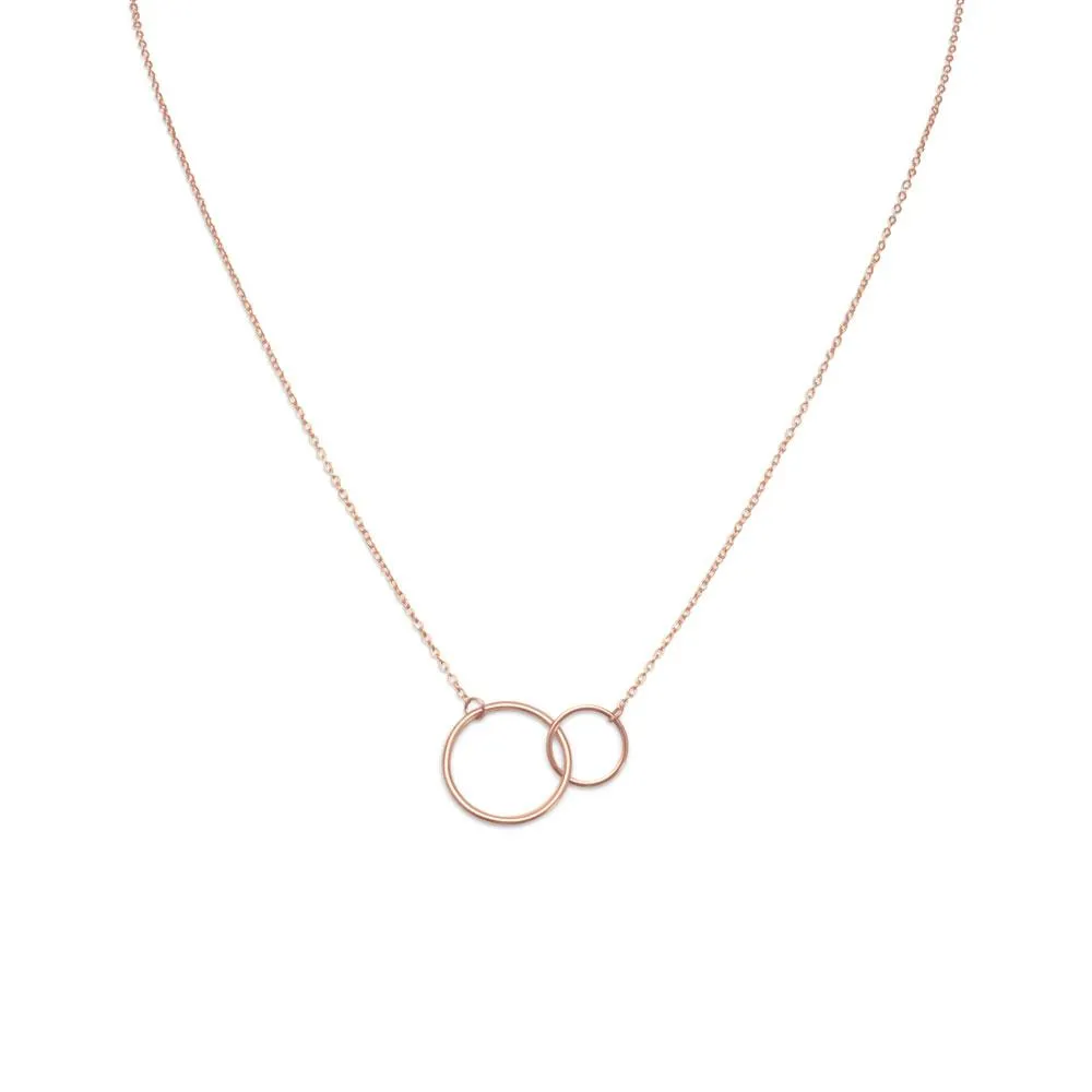 16"   2" 14 Karat Rose Gold Plated Circle Link Necklace
