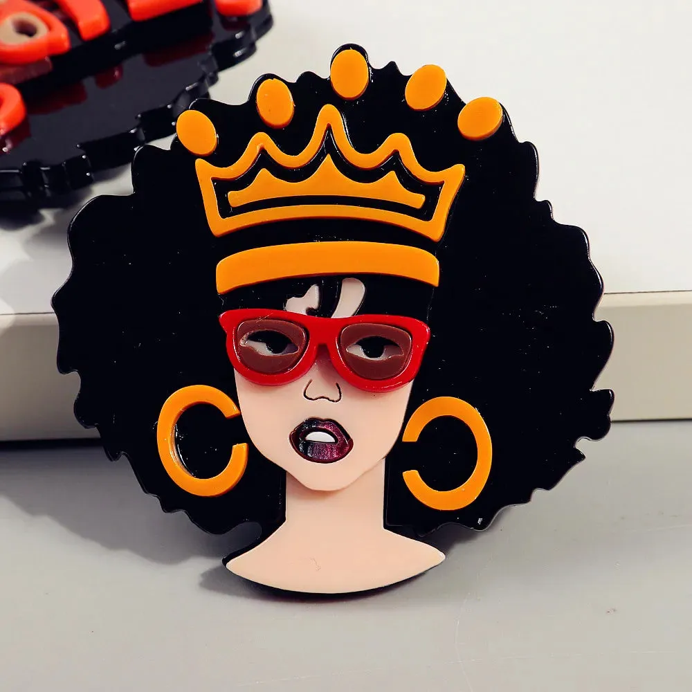 African Queen Acrylic Brooch