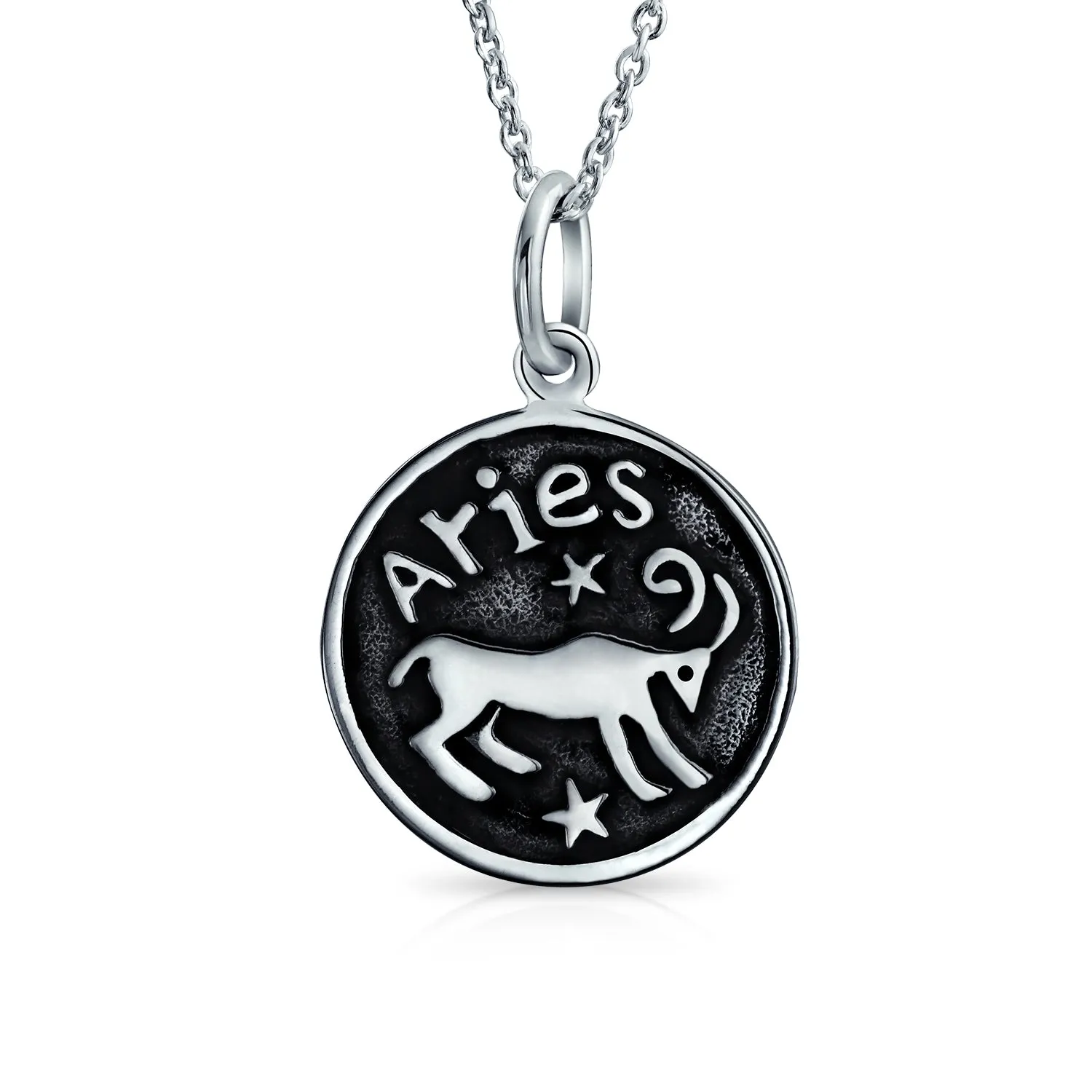 Astrology Constellation Pendant Necklace in Oxidized Sterling Silver Zodiac Medallion