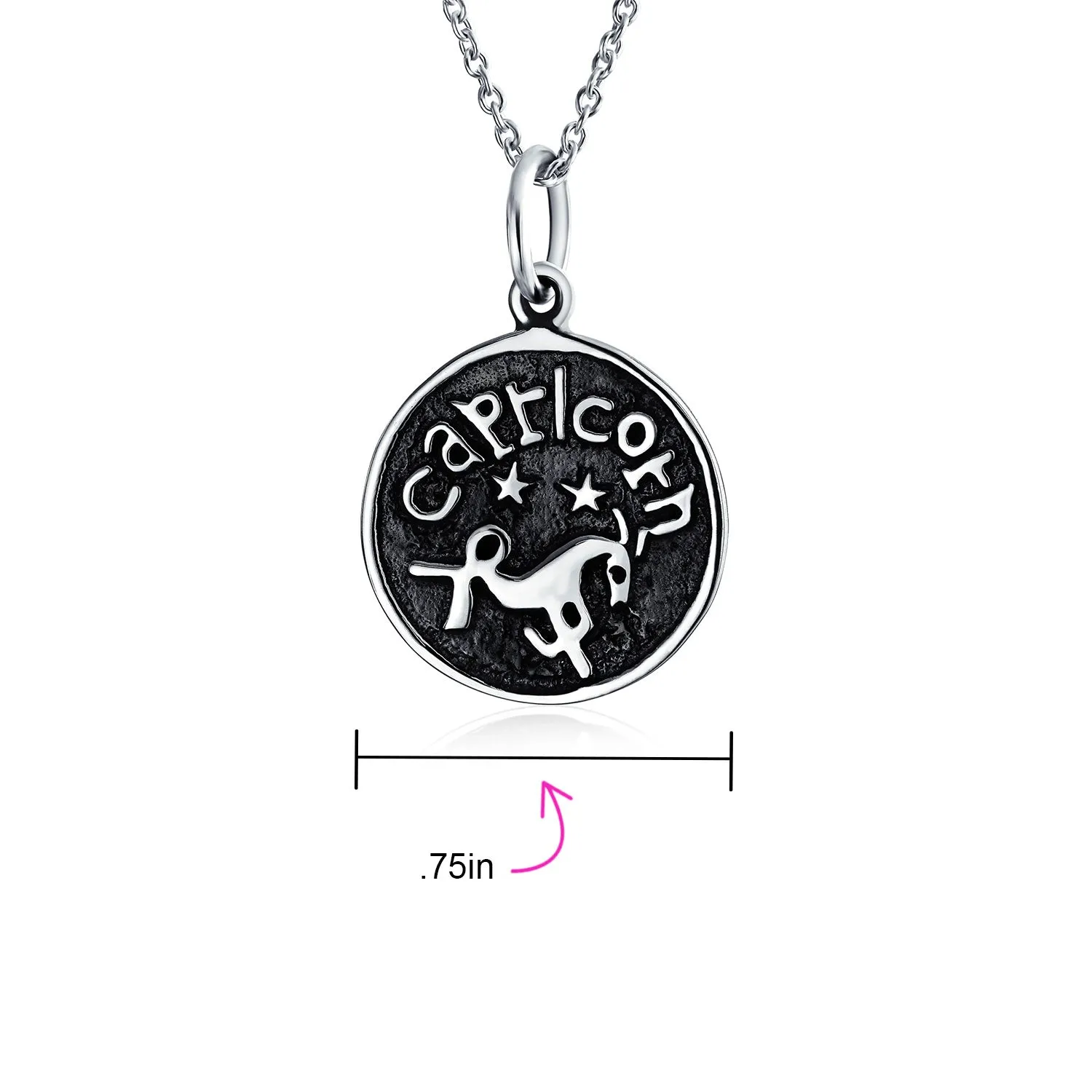 Astrology Constellation Pendant Necklace in Oxidized Sterling Silver Zodiac Medallion