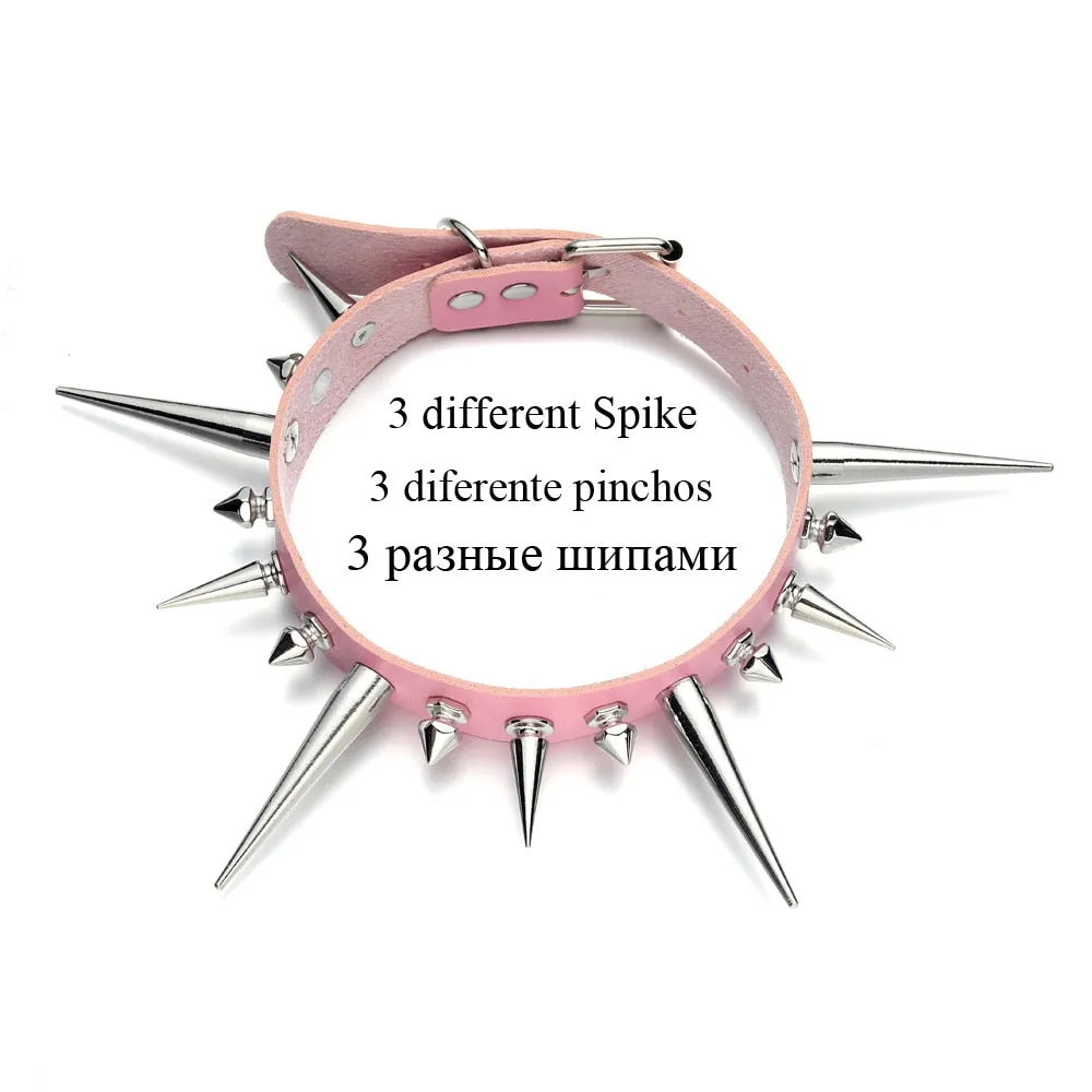 Big Long Spiked Choker Punk Collar Women Men Rivets Studded Chocker Chunky Necklace  Goth Jewelry Metal Gothic Emo  Accessories