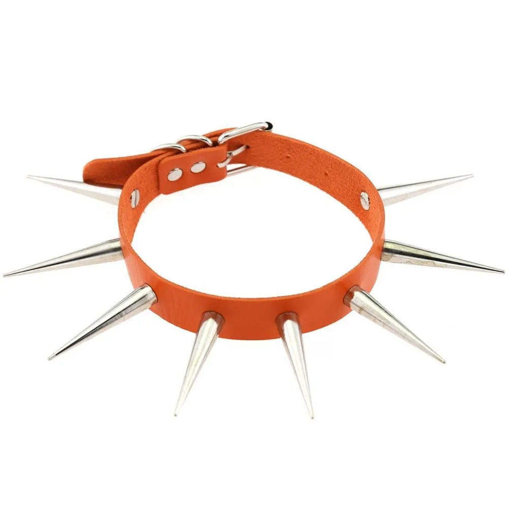 Big Long Spiked Choker Punk Collar Women Men Rivets Studded Chocker Chunky Necklace  Goth Jewelry Metal Gothic Emo  Accessories