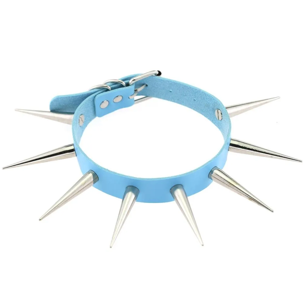 Big Long Spiked Choker Punk Collar Women Men Rivets Studded Chocker Chunky Necklace  Goth Jewelry Metal Gothic Emo  Accessories