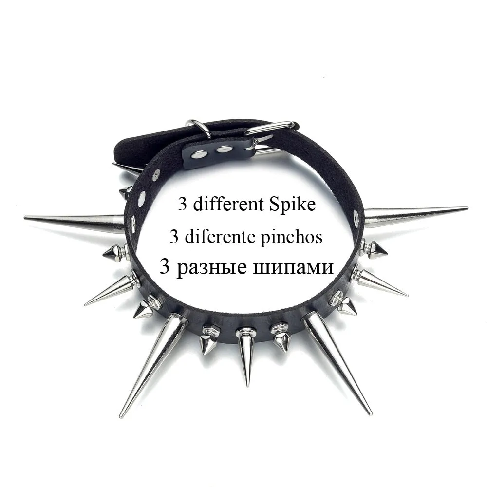 Big Long Spiked Choker Punk Collar Women Men Rivets Studded Chocker Chunky Necklace  Goth Jewelry Metal Gothic Emo  Accessories