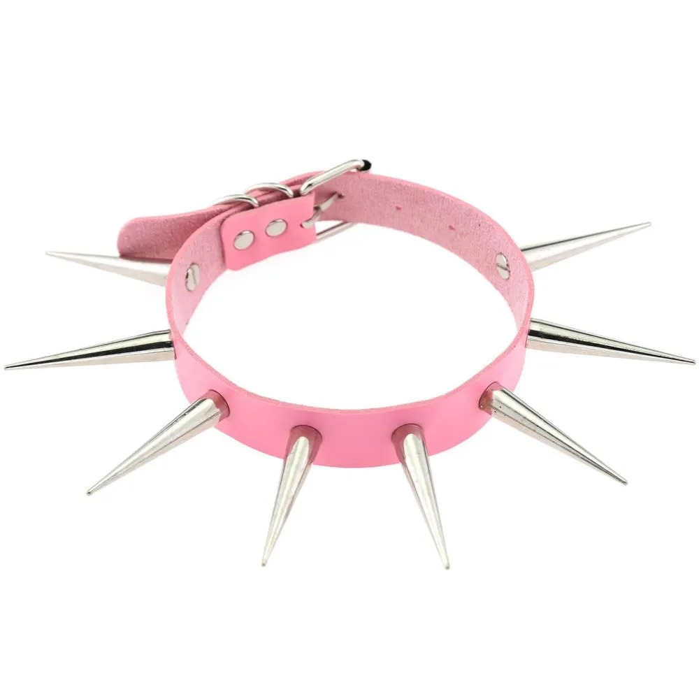 Big Long Spiked Choker Punk Collar Women Men Rivets Studded Chocker Chunky Necklace  Goth Jewelry Metal Gothic Emo  Accessories