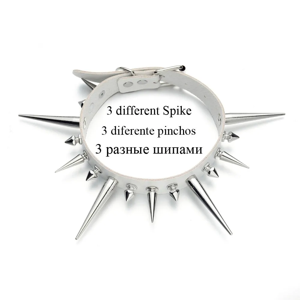 Big Long Spiked Choker Punk Collar Women Men Rivets Studded Chocker Chunky Necklace  Goth Jewelry Metal Gothic Emo  Accessories