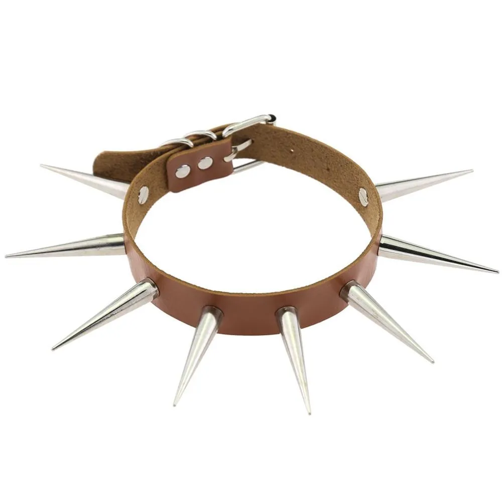 Big Long Spiked Choker Punk Collar Women Men Rivets Studded Chocker Chunky Necklace  Goth Jewelry Metal Gothic Emo  Accessories