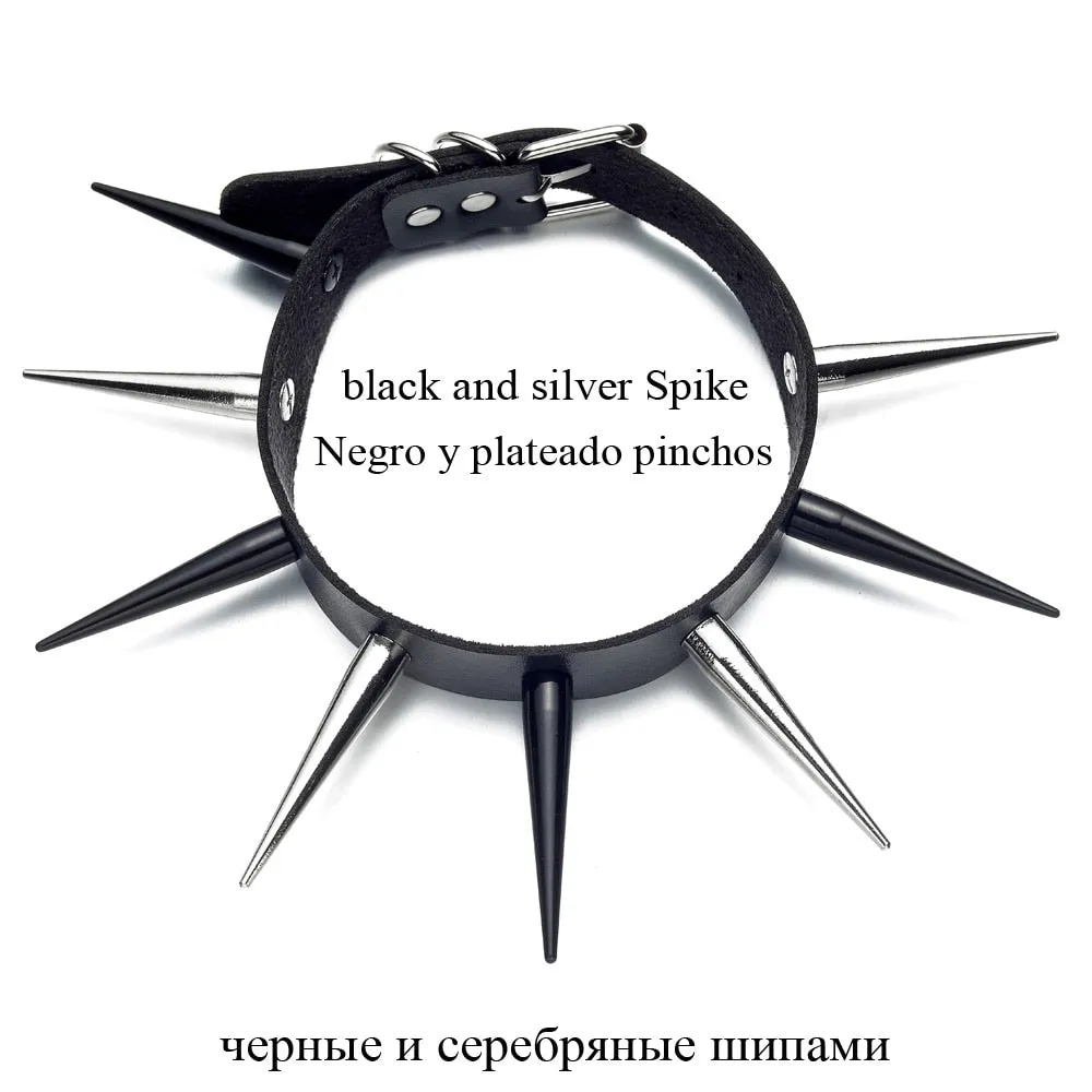 Big Long Spiked Choker Punk Collar Women Men Rivets Studded Chocker Chunky Necklace  Goth Jewelry Metal Gothic Emo  Accessories