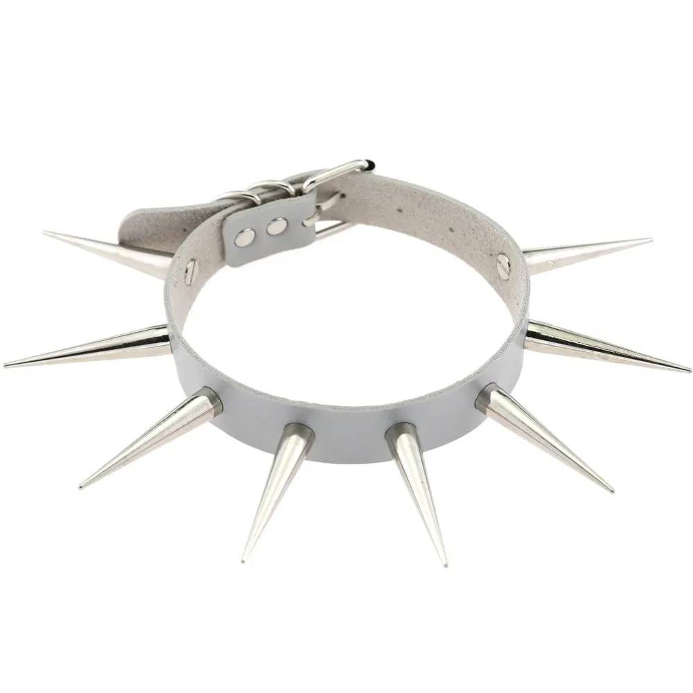 Big Long Spiked Choker Punk Collar Women Men Rivets Studded Chocker Chunky Necklace  Goth Jewelry Metal Gothic Emo  Accessories