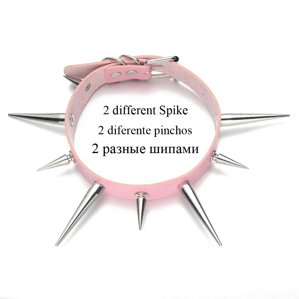 Big Long Spiked Choker Punk Collar Women Men Rivets Studded Chocker Chunky Necklace  Goth Jewelry Metal Gothic Emo  Accessories