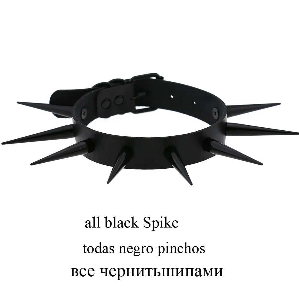 Big Long Spiked Choker Punk Collar Women Men Rivets Studded Chocker Chunky Necklace  Goth Jewelry Metal Gothic Emo  Accessories