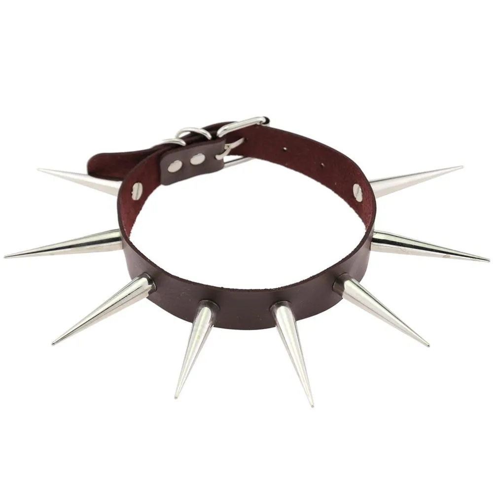 Big Long Spiked Choker Punk Collar Women Men Rivets Studded Chocker Chunky Necklace  Goth Jewelry Metal Gothic Emo  Accessories