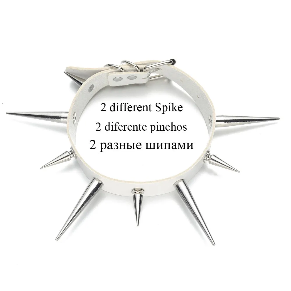 Big Long Spiked Choker Punk Collar Women Men Rivets Studded Chocker Chunky Necklace  Goth Jewelry Metal Gothic Emo  Accessories