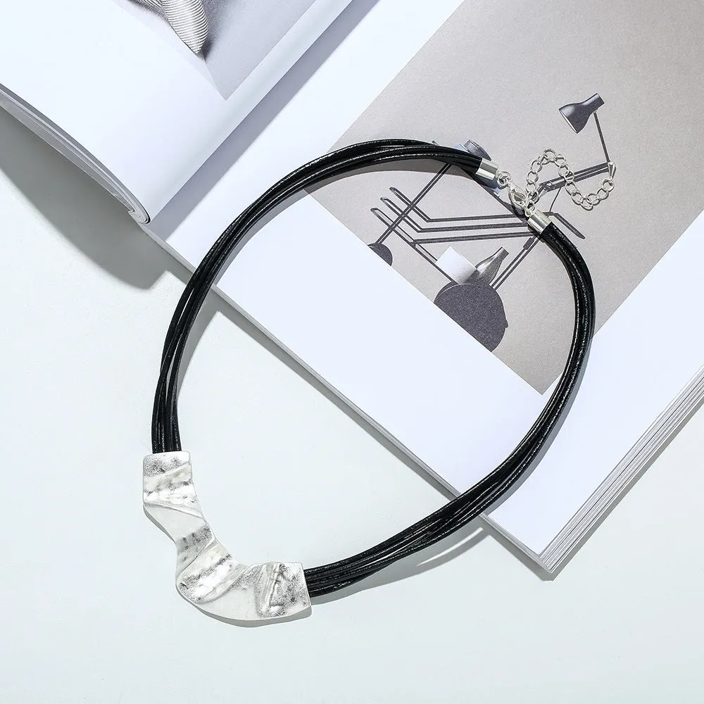 Black Leather Chokers chunky Necklace for women pendant Jewelry