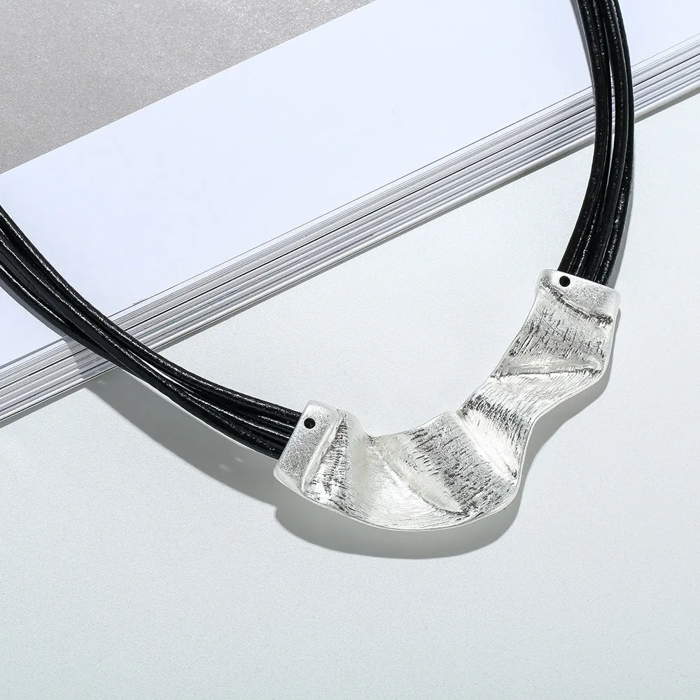 Black Leather Chokers chunky Necklace for women pendant Jewelry
