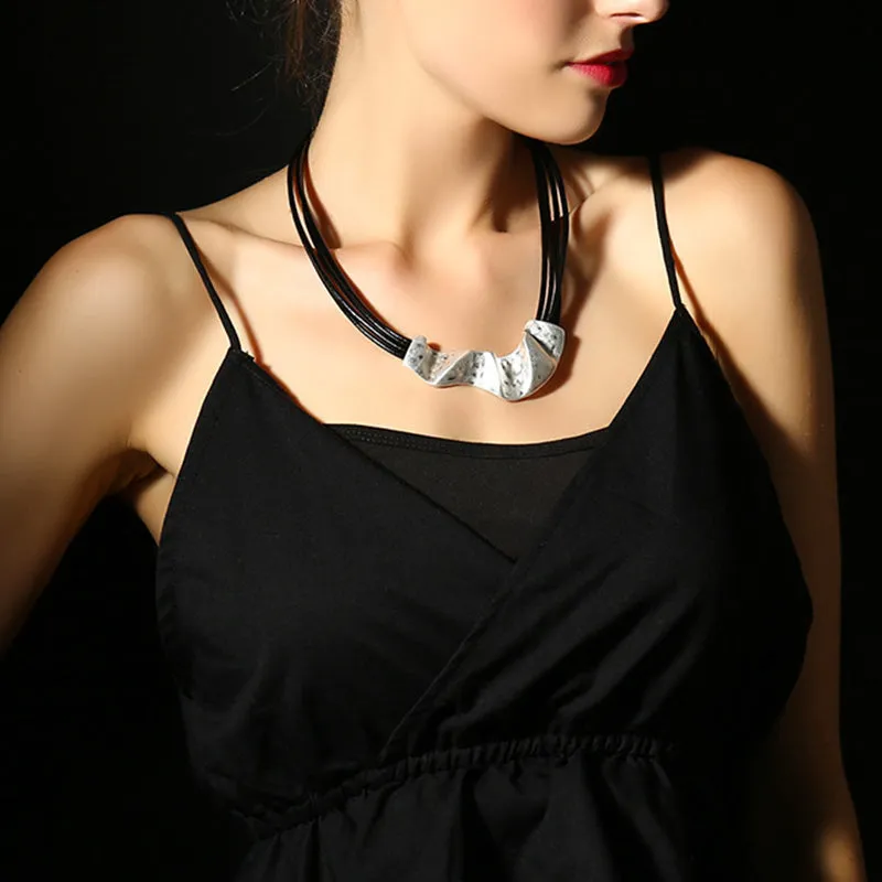 Black Leather Chokers chunky Necklace for women pendant Jewelry