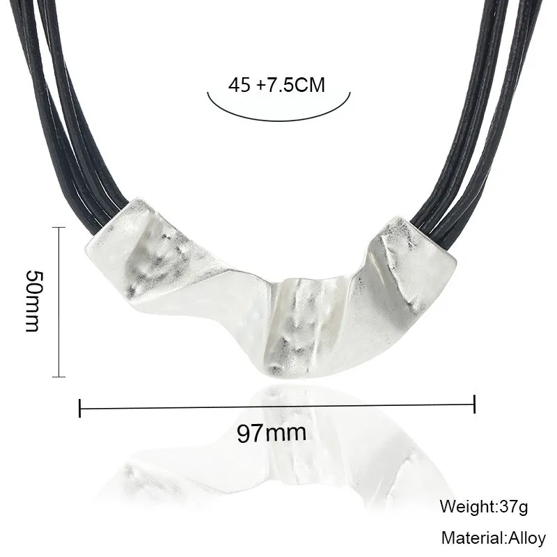 Black Leather Chokers chunky Necklace for women pendant Jewelry