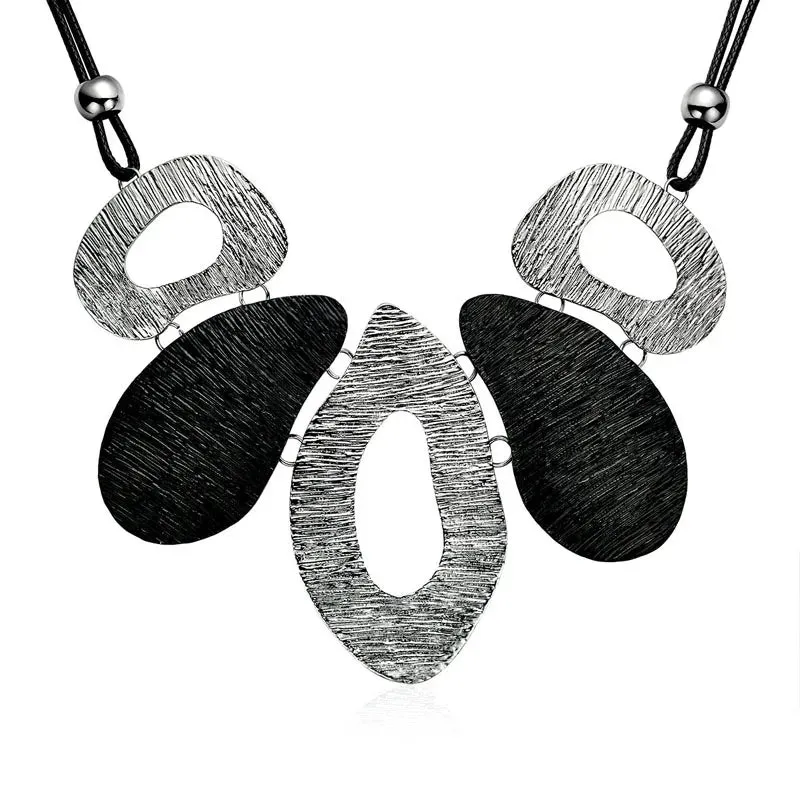 boho Big Metal Geometric Pendant Chunky Necklace Statement Maxi Jewelry For Women