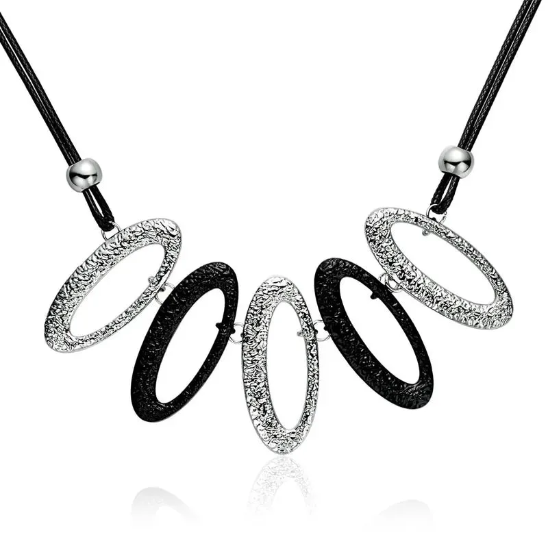 boho Big Metal Geometric Pendant Chunky Necklace Statement Maxi Jewelry For Women