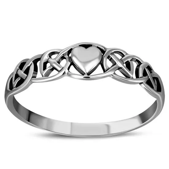 Celtic knot Heart Ring, Plain Solid Sterling Silver