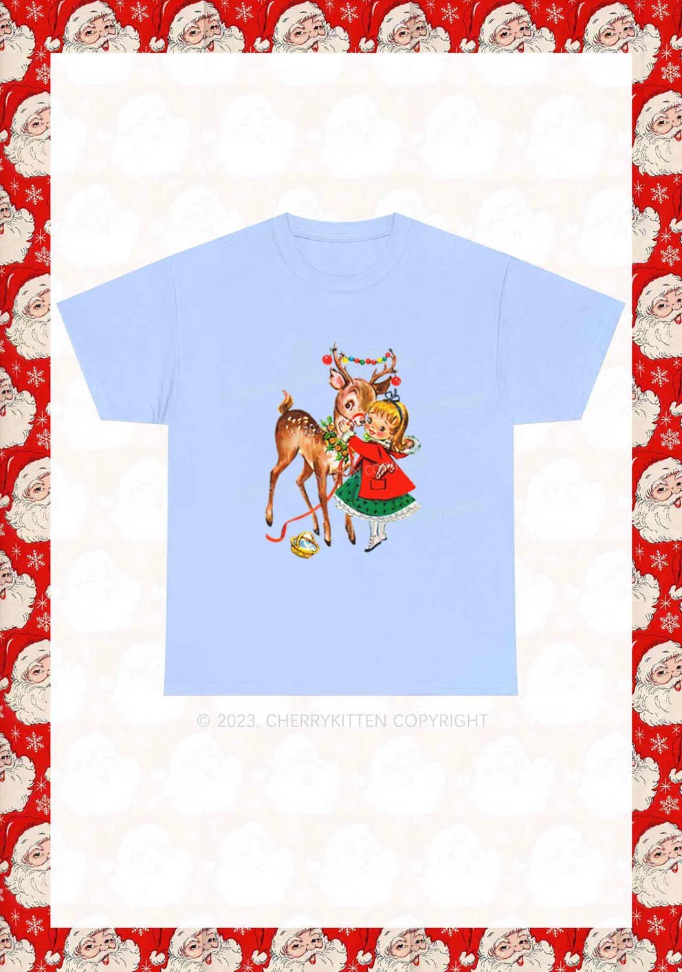 Christmas Girl and Reindeer Y2K Chunky Shirt Cherrykitten
