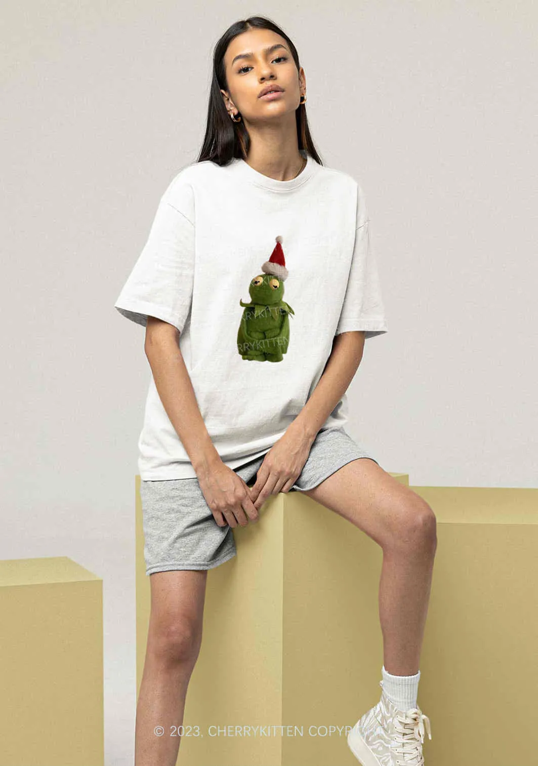 Christmas Plush Frog Y2K Chunky Shirt Cherrykitten