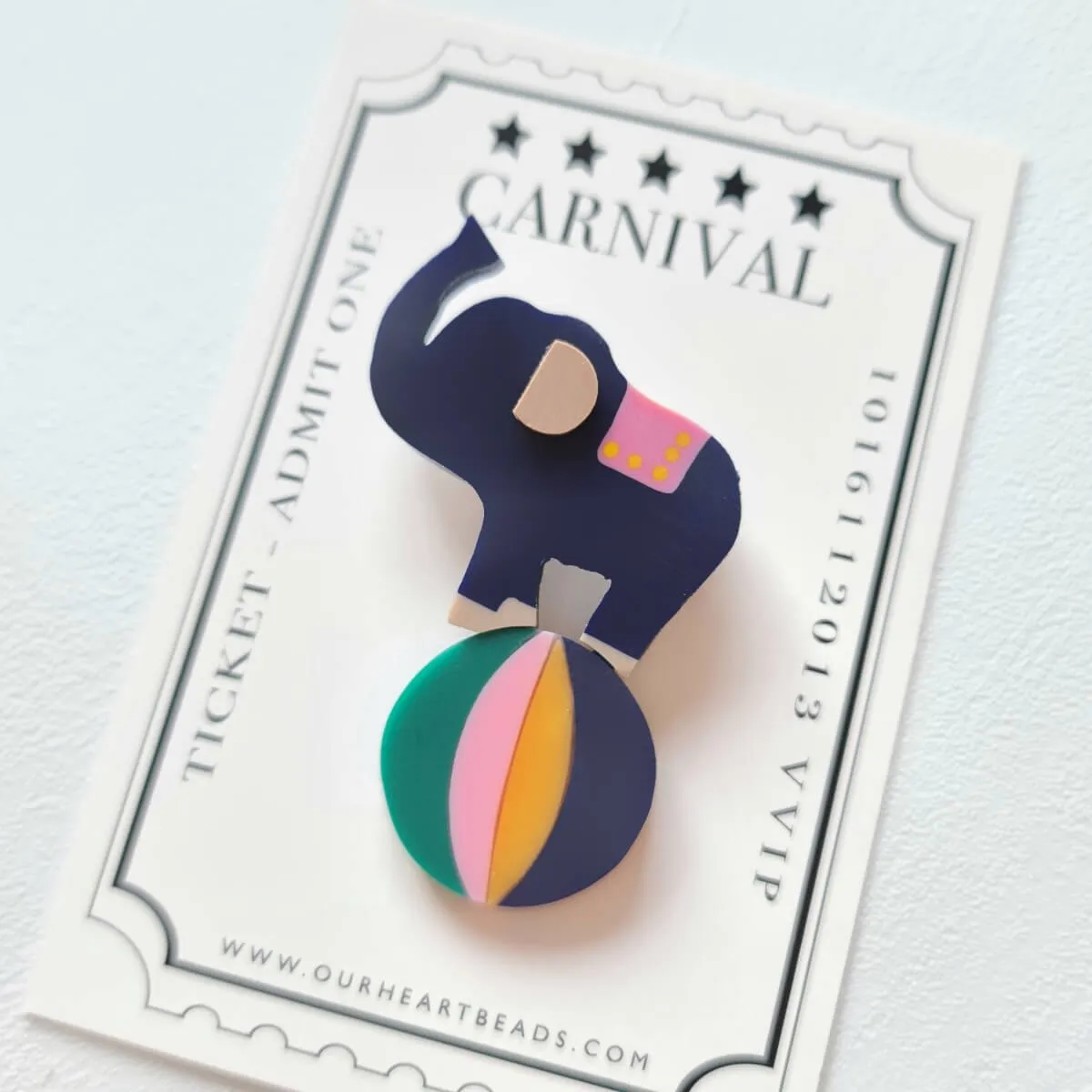 Circus Elephant Navy Brooch