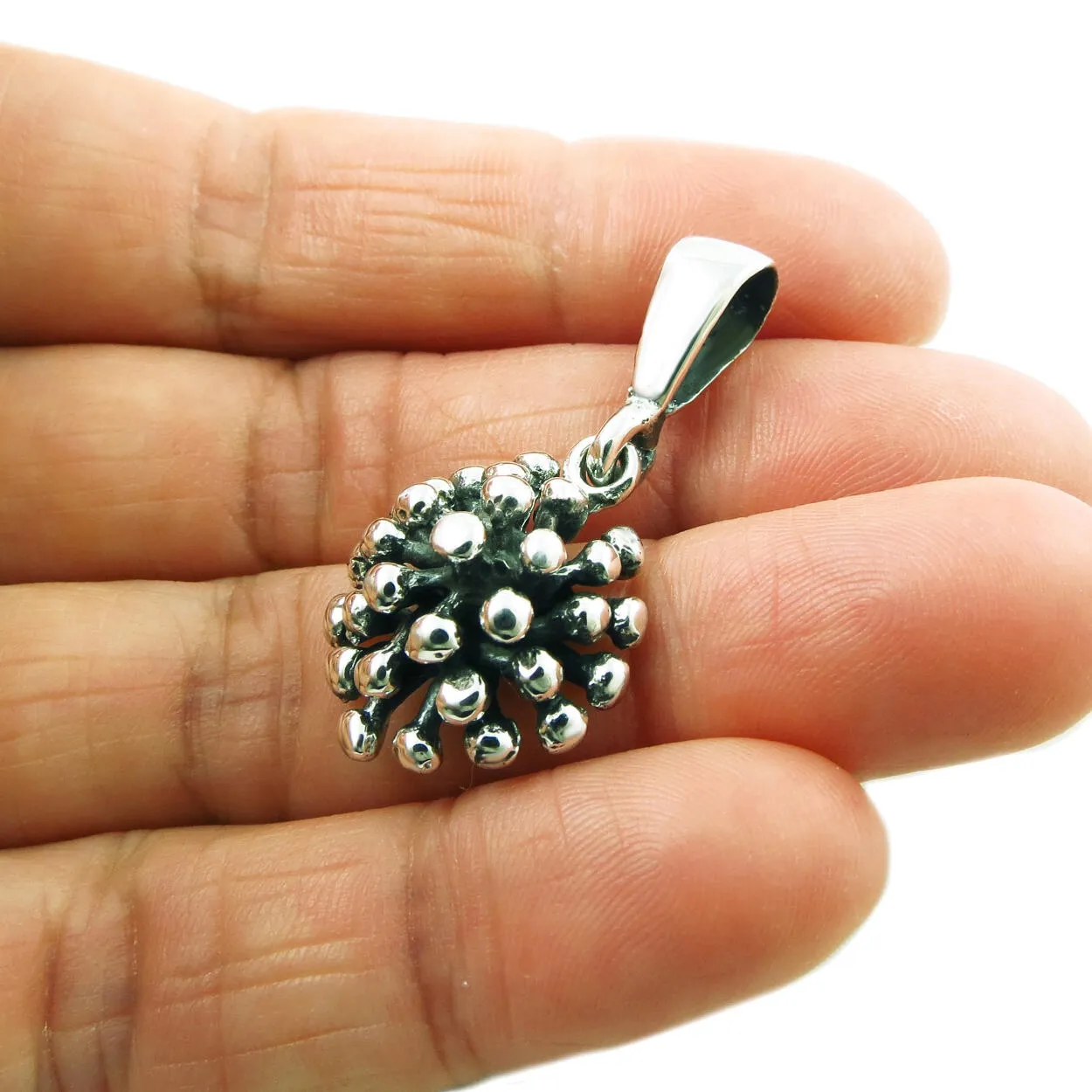 Dandelion Flower 925 Sterling Silver Pendant in a Gift Box
