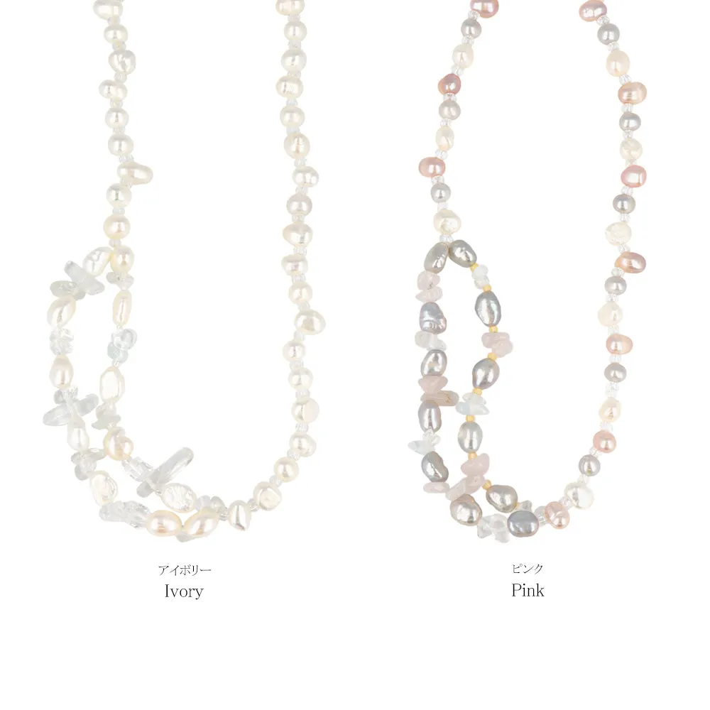 Freshwater Pearl and Natural Stone Necklace