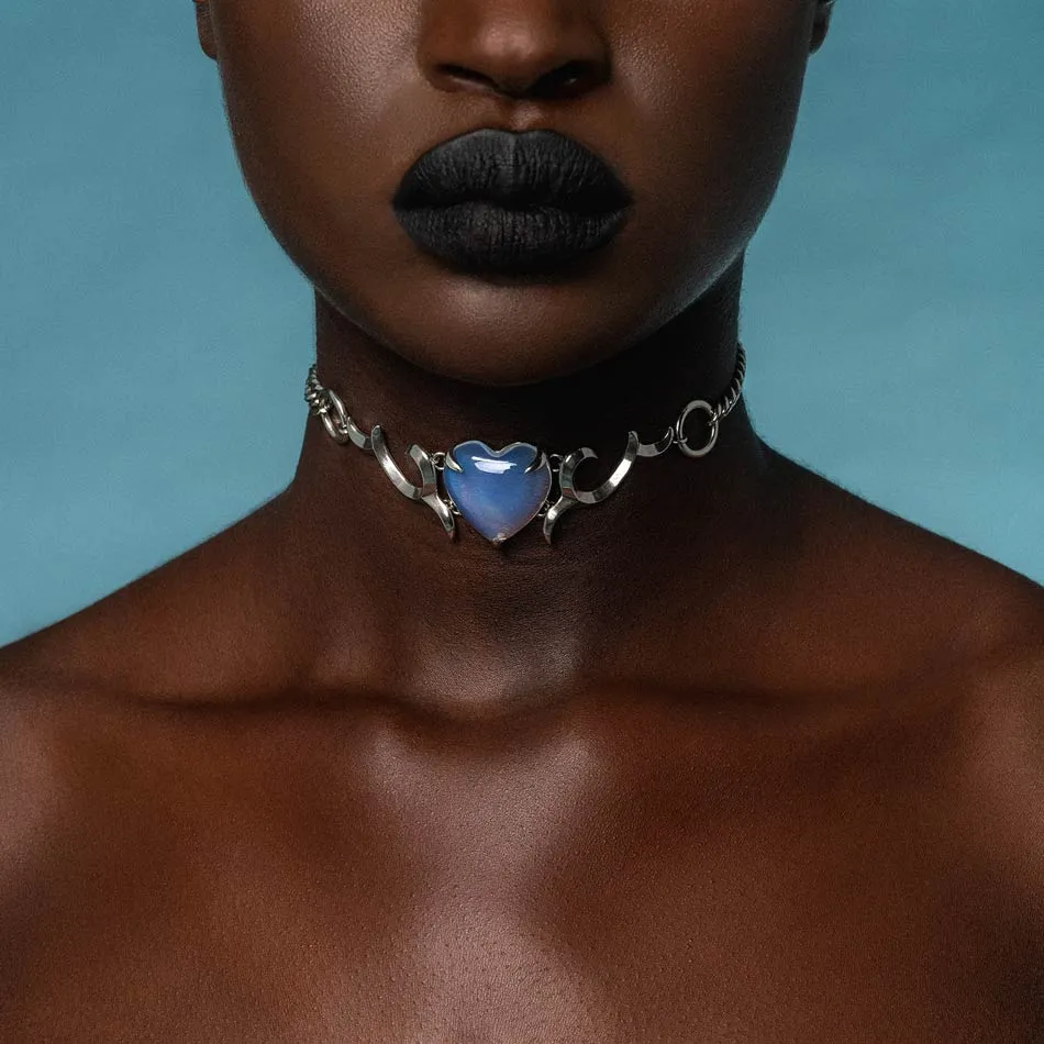 GALACTIC. Cosmic Waves Heart Choker - Silver