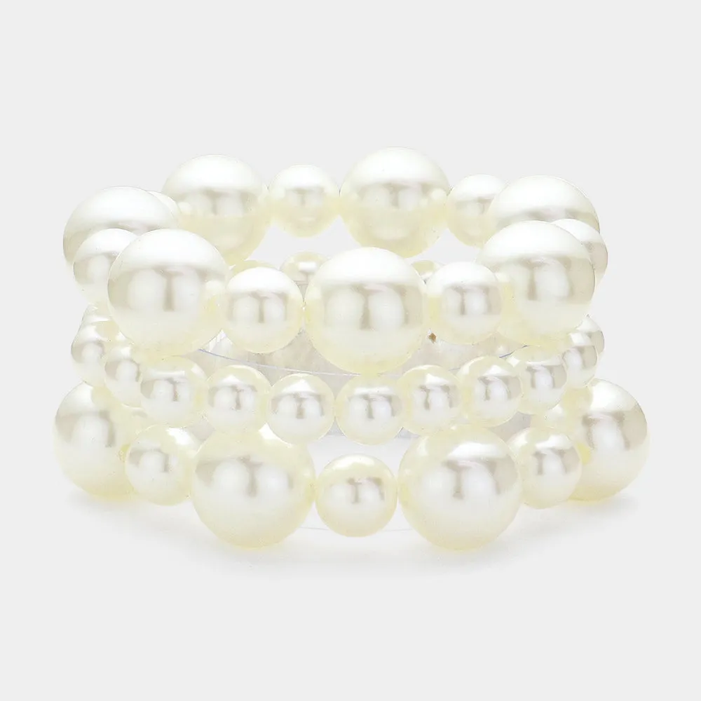 iLLASPARKZ 3PCS - Pearl Beaded Multi Layered Stretch Bracelets