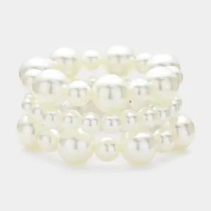 iLLASPARKZ 3PCS - Pearl Beaded Multi Layered Stretch Bracelets