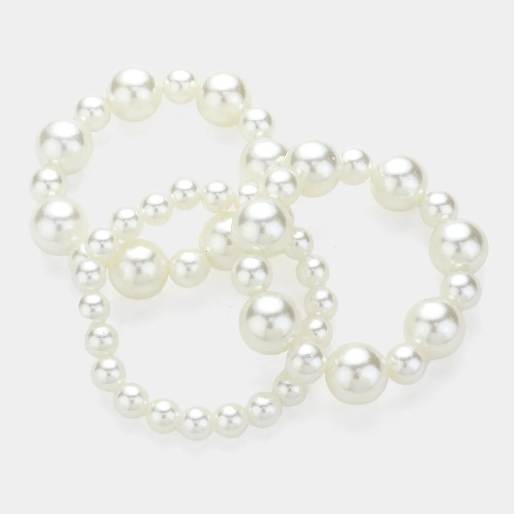 iLLASPARKZ 3PCS - Pearl Beaded Multi Layered Stretch Bracelets