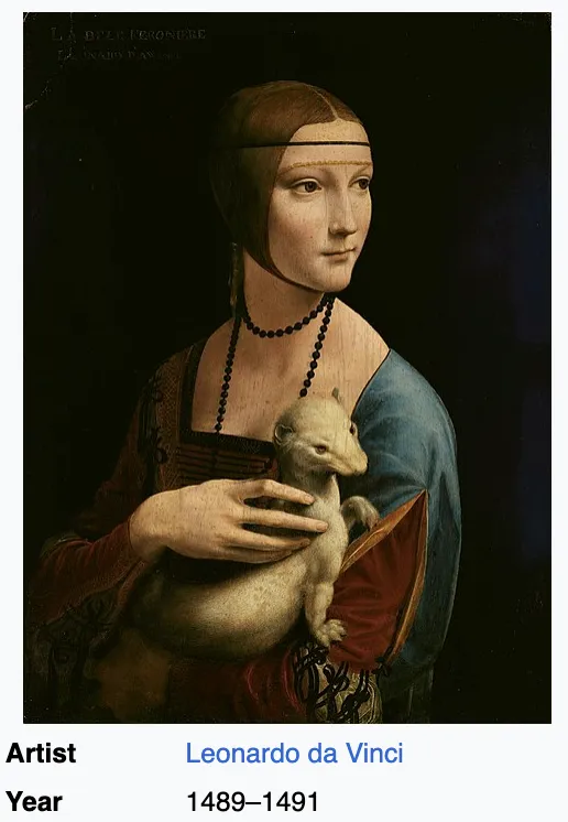 Lady with an Ermine Acrylic Brooch