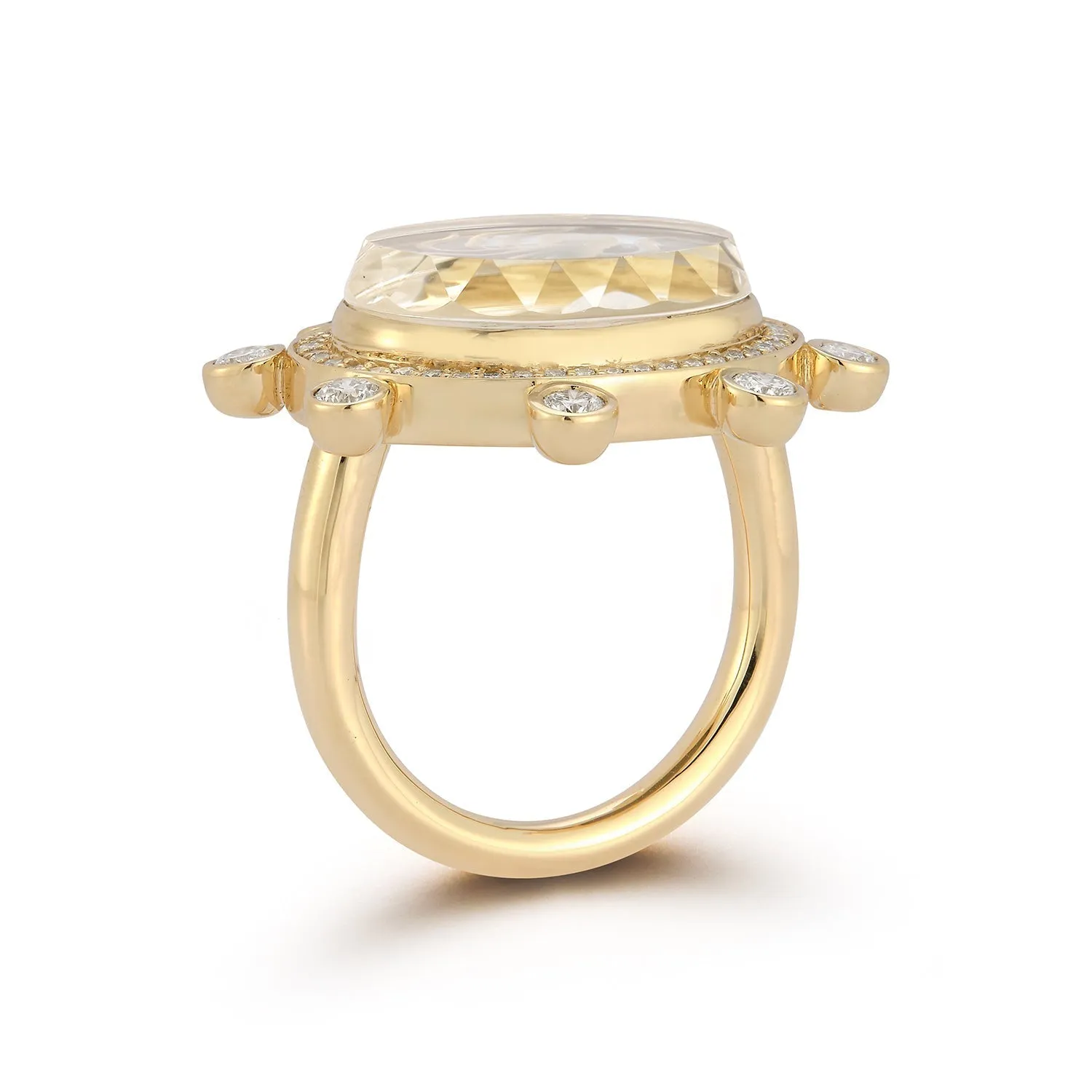 Large Octopus Caspian Ring- Grey Mother-of Pearl, Diamond and Deep Sapphire