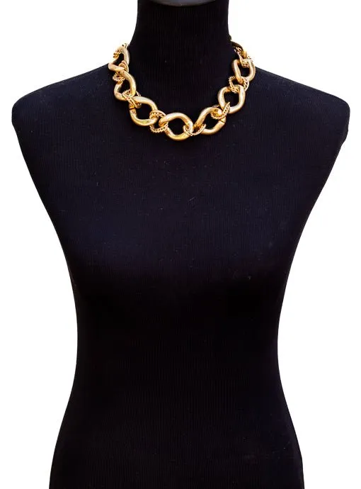 Matte Gold Chunky Chain Statement Necklace