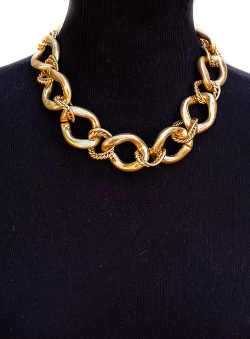 Matte Gold Chunky Chain Statement Necklace