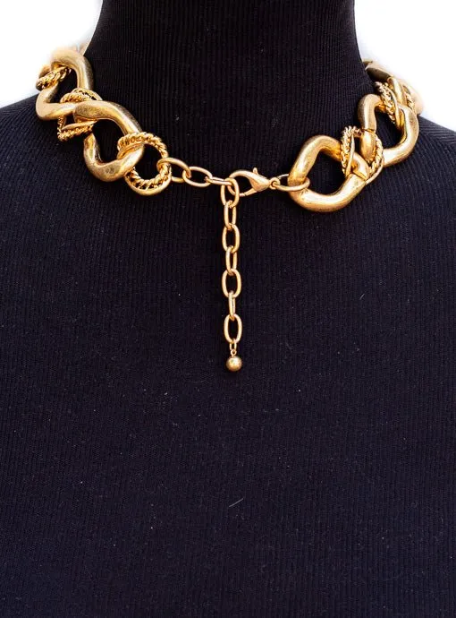 Matte Gold Chunky Chain Statement Necklace
