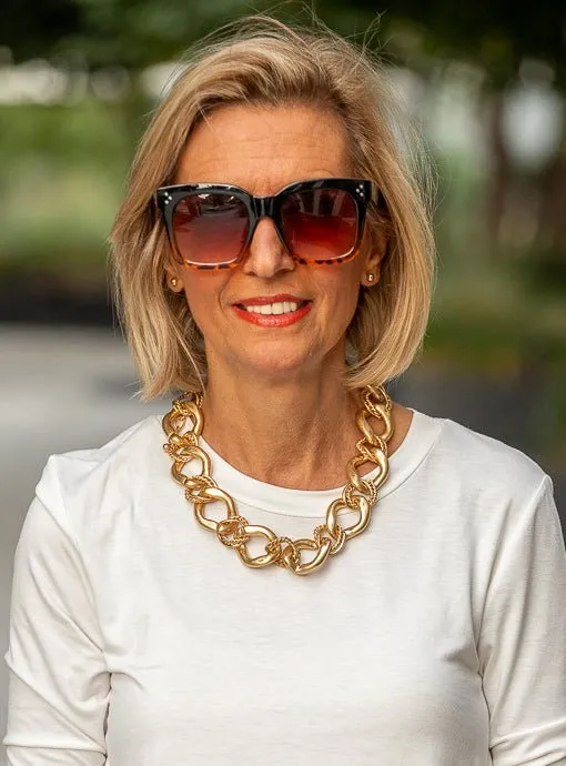 Matte Gold Chunky Chain Statement Necklace
