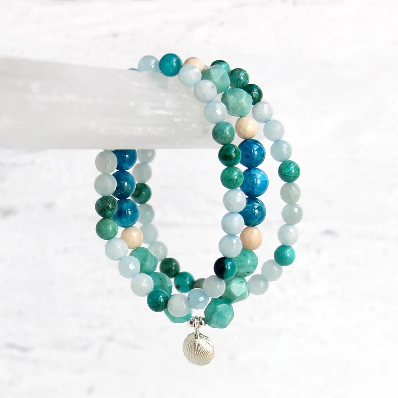 Ocean Dreams Stack | Amazonite, Apatite, Chrysocolla, Aquamarine, Riverstone
