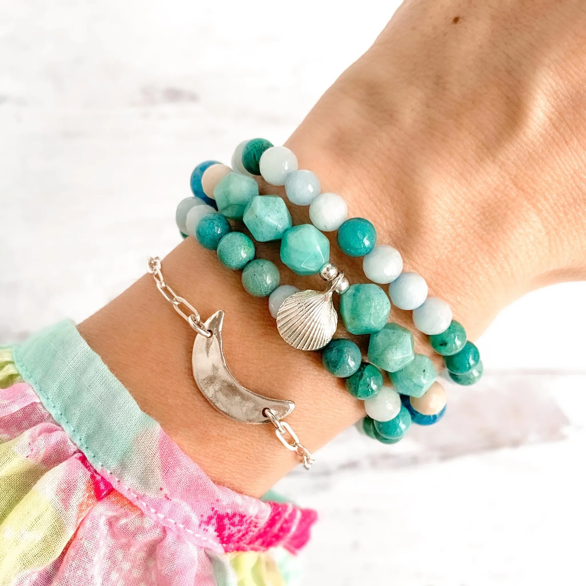 Ocean Dreams Stack | Amazonite, Apatite, Chrysocolla, Aquamarine, Riverstone