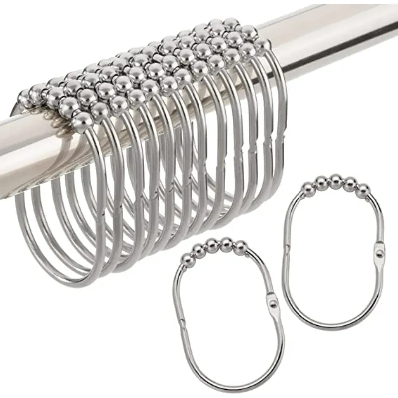 Oval Shaped Curtain Hooks Rings- Decorative Shower Curtain Hooks, Rust Proof Stainless Steel Shower Curtain Rings