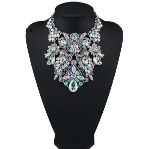 Rhinestone Multicolored Bohemian  Chunky Collar Women Necklace