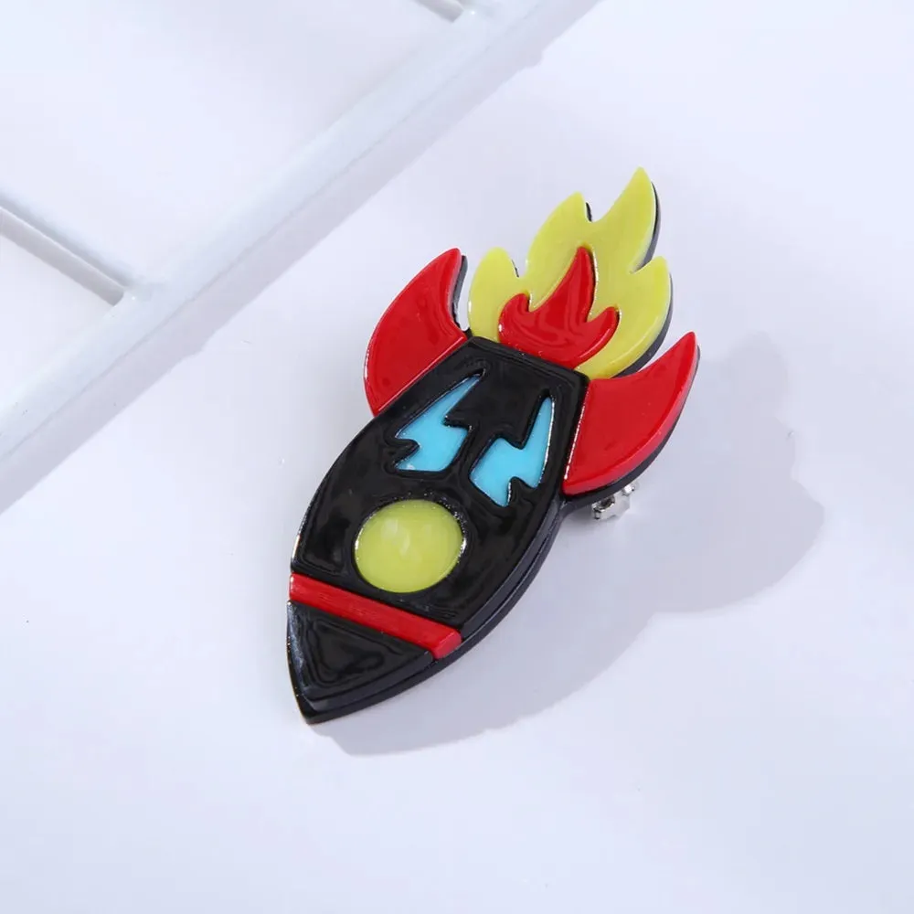 Rocket Acrylic Brooch