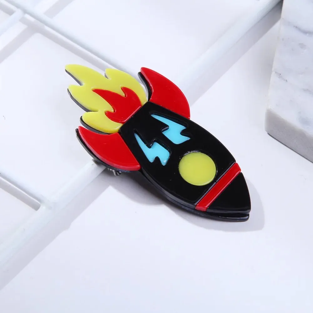 Rocket Acrylic Brooch