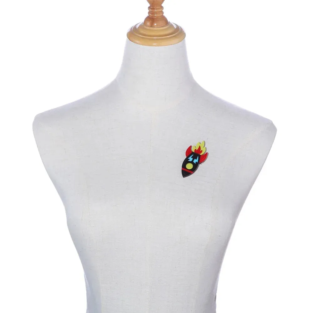 Rocket Acrylic Brooch
