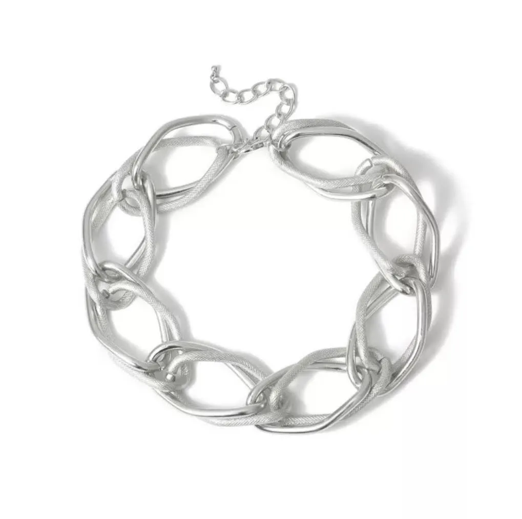 Silver Chain Choker Necklace
