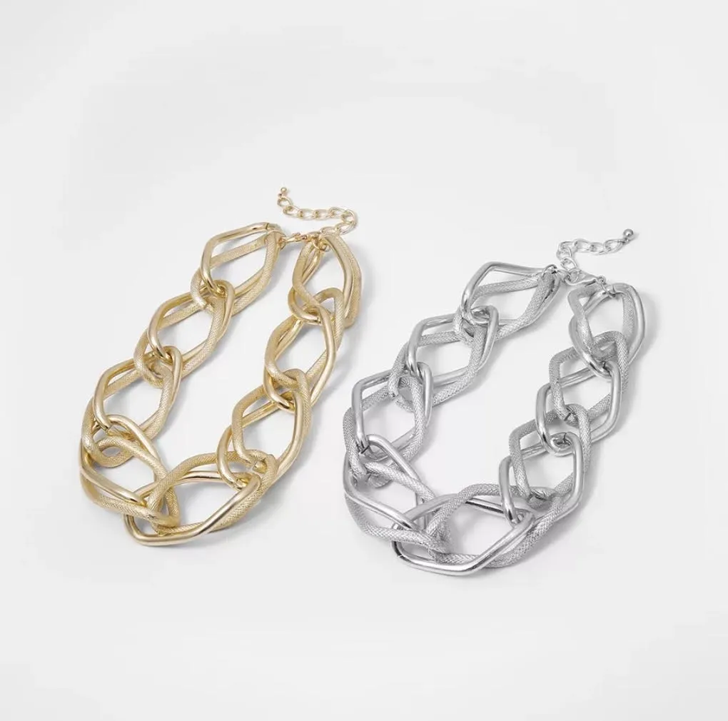 Silver Chain Choker Necklace